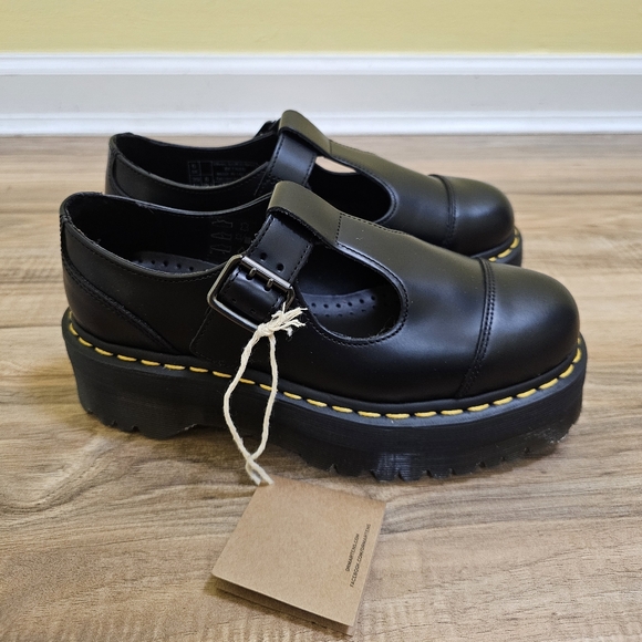 Dr. Martens Shoes - DR. MARTENS BETHAN POLISHED SMOOTH LEATHER PLATFORM SHOES